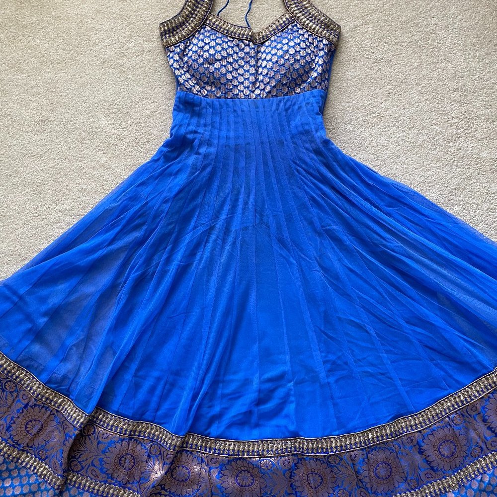 [NEW] Indian Pakistani Anarkali Gown Salwar Ethnic Suit Royal Blue XS